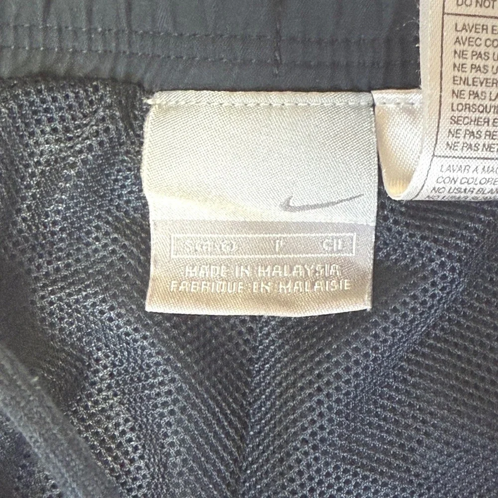 Nike Blue Nylon Athletic Track Pants Joggers Logo Swoosh‎ Pockets Size S Button